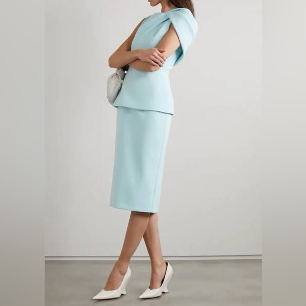 Safiyaa Mablia Draped Crepe Midi Dress Baby Blue NWT Size 2